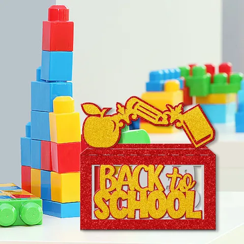 Schulanfang Glitzer Geschenkboxen 4Stück Rot Gold Apfel Bleistift Muster Süßigkeitenboxen Für Klassenzimmer Kindergarten Party Deko