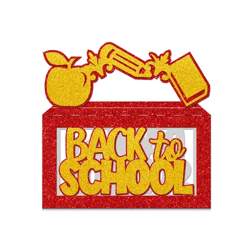 Schulanfang Glitzer Geschenkboxen 4Stück Rot Gold Apfel Bleistift Muster Süßigkeitenboxen Für Klassenzimmer Kindergarten Party Deko