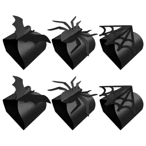 Halloween Spinnennetz Süßigkeiten Boxen Fledermaus Papier Geschenkboxen Party Deko Schwarz Ausgehöhlte Spinnen Box
