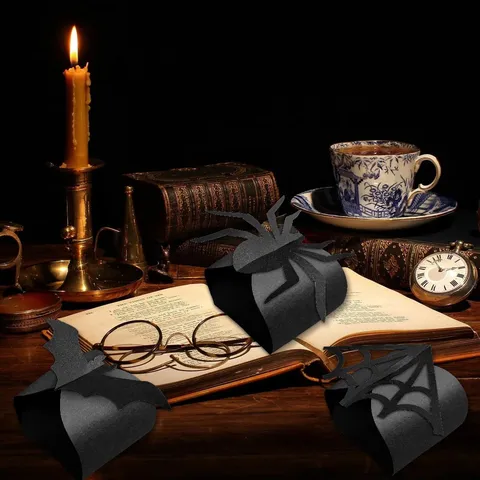 Halloween Spinnennetz Süßigkeiten Boxen Fledermaus Papier Geschenkboxen Party Deko Schwarz Ausgehöhlte Spinnen Box