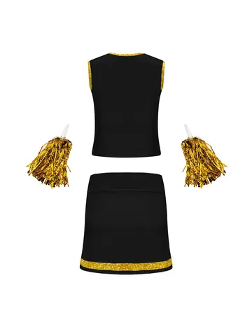 Dames Cheerleading Kostuum Mouwloze Crop Top En Geplooide Rok Performance Stage Outfit Party Activewear