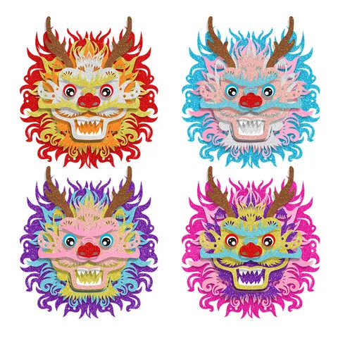 2026 Chinese New Year 3D Dragon Hanging Decoration Paper DIY Glitter Dragon Ornament For Spring Festival Home Wall Decor