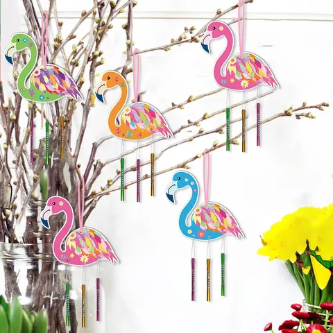 Flamingo Wind Chime Hanging Decoration For Hawaiian Summer Beach Party Luau Tropical Theme Venue Ornament Event Supplies