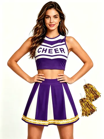 Γυναικείο Σετ Cheerleader Crop Top και Πλισέ Φούστα Κοστούμι Θεατρικής Παράστασης