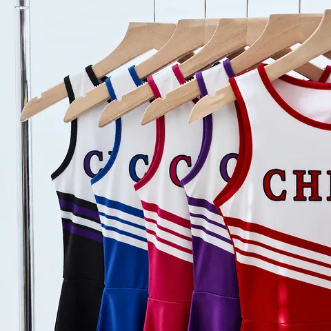 Kinder Cheerleading Uniform Performance Kleid Set Mädchen Ärmellos Plissiertes Kleid Mit Cheer Zubehör Sport Team Outfit