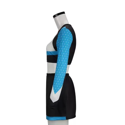 Damen Mädchen Cheerleader Uniform Langarm Crop Top Und Rock Set Bühnenperformance Kostüm