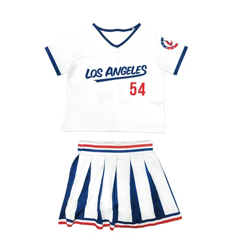 Girls Cheerleading Performance Costume Set V-Neck Short Sleeve Top And Pleated Skirt Summer Kids Dance Outfit