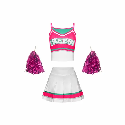 Kinder Cheerleader Uniform Set Schüler Sportfest Aufführung Outfit Top Und Faltenrock Mit Pom Poms Cheers Druck