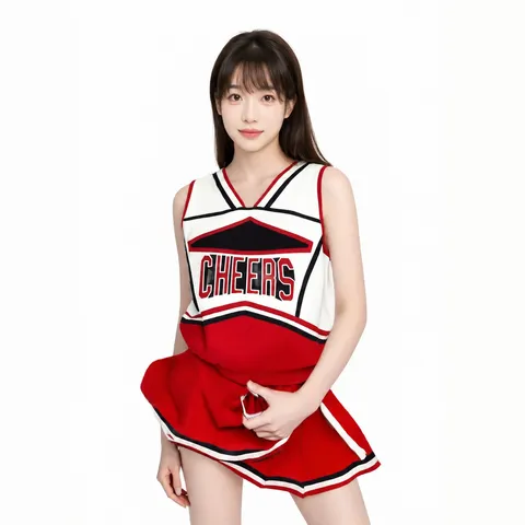 Costume d'Uniforme de Pom-pom Girl Adulte pour Femmes Cosplay Scène Performance Danse Sexy Col en V Débardeur et Jupe Plissée Ensemble