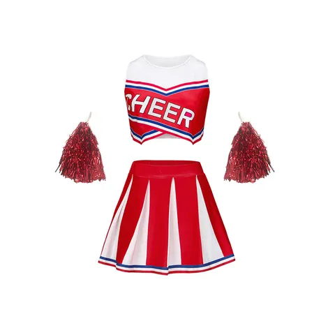 Kinder Cheerleading Uniform Outfit Ärmellos Crop Top Und Plissierter Rock Set Mädchen Sport Tanz Performance Kostüm