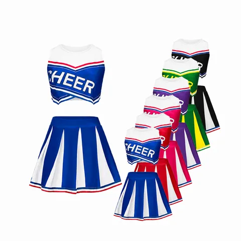 Kinder Cheerleading Uniform Outfit Ärmellos Crop Top Und Plissierter Rock Set Mädchen Sport Tanz Performance Kostüm