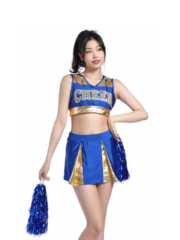 Damen Cheerleading Uniform Crop Top Und Plissierter Rock Performance Set Ärmellos V-Ausschnitt Buchstabenprint Sportbekleidung