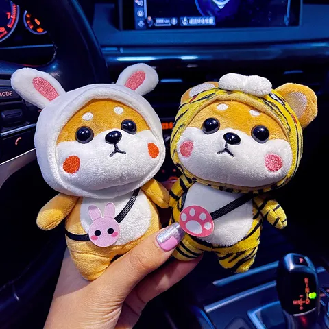Cartoon Shiba Inu Plush Keychain Cute Stuffed Animal Doll Dog Bag Pendant School Backpack Accessories For Women Kids Gift
