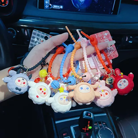 Cartoon Fluffy Rabbit Umweltfreundliches PVC Schlüsselanhänger Schöne Tier Puppe Schultasche Anhänger Mode Paar Schlüsselring Schmuck Geschenk