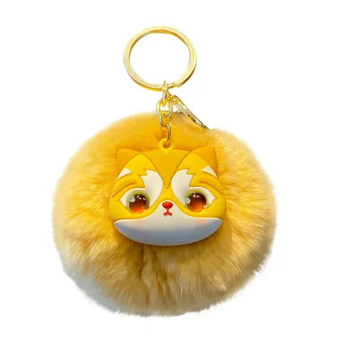 Süße Cartoon Katze Rex Kaninchenfell Schlüsselanhänger Kawaii 3D Tier Tasche Anhänger Auto Schlüsselring Kreatives Geschenk Damen Schmuck