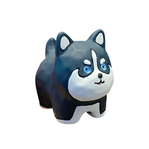 Cartoon Resin Dog Figurine Wood Carving Style Puppy Ornament Cute Animal Statue For Home Office Desk Car Interior Decoration