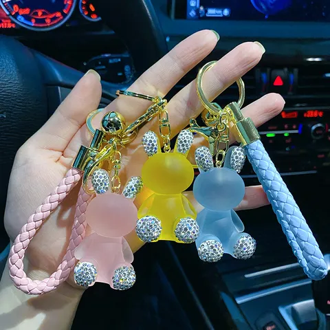 Cartoon Resin Rhinestone Rabbit Keychain Cute Rabbit Bag Pendant Car Key Ring For Women Girls Gift