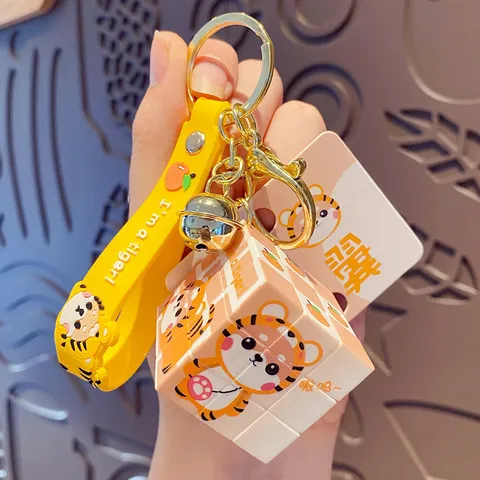 Cartoon Shiba Inu Mini Cube Keychain Decompression Puzzle Toy Backpack Pendant For Kids Adults Gift Accessory