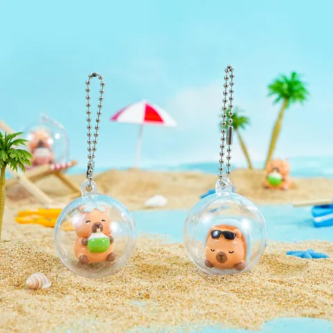 Süßer Capybara Schlüsselanhänger Cartoon Harz Tierfigur Gashapon Ball Schlüsselring Kreatives Tasche Anhänger Spielzeug Geschenk
