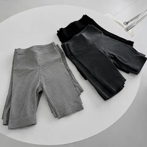 Dames Hoge Elasticiteit Katoen Elastaan Rib Legging Naadloos Slankmakend Middellange Shorts Basic Effen Kleur Casual Onderzijde