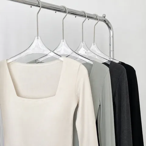 Women Slim Fit Square Neck Thermal Underwear Top Double Sided Fleece Long Sleeve Side Slit Base Layer With Chest Pads
