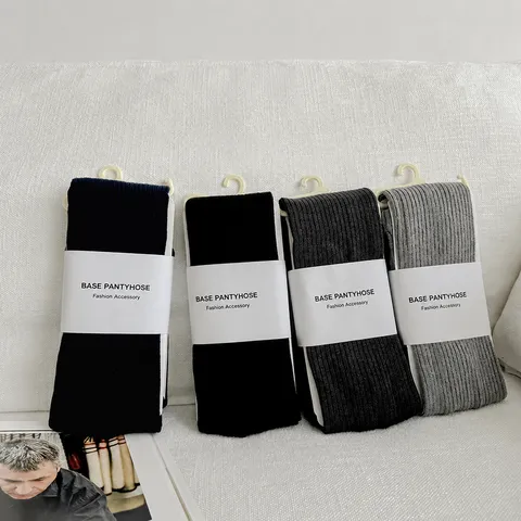 Damen Herbst Winter Thermische Gerippte Leggings Japanischer Stil Strumpfhose Hohe Elastizität Warme Strumpfhose Für Alltag
