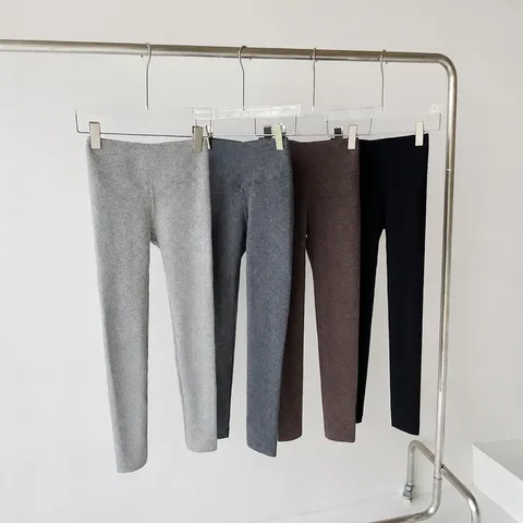 Women High Waisted Fleece Lined Leggings Cotton Blend Thermal Pit Striped Yoga Pants Winter Warm Thick Leggings Bottoms