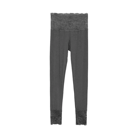 Women's Thermal Underwear Set Slim Fit Long Sleeve Top Pants Lace Splicing Winter Base Layer Thermal Outfit