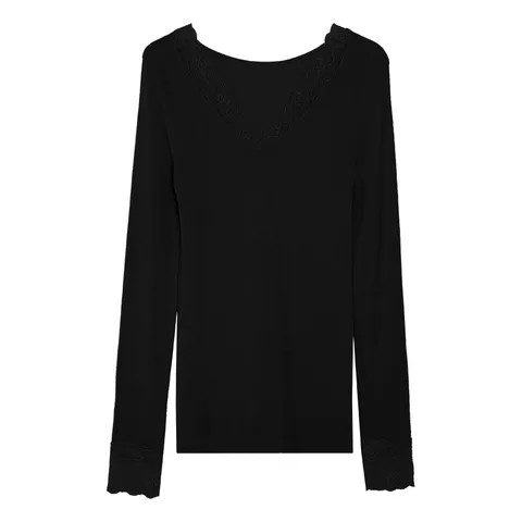 Women's Seamless Lace Thermal Underwear V-Neck Long Sleeve Thermal Top And Bottom Winter Warm Base Layer