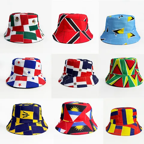 Sombrero de Pescador de Protección Solar de Verano Unisex Deportes al Aire Libre Bandera Nacional Estampado Gorra Casual
