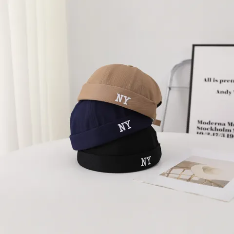 Gorro Docker de Algodón Color Sólido Dobladillo Watch Cap Casual Retro Beanie Sin Ala Sailor Hat Para Hombres y Mujeres