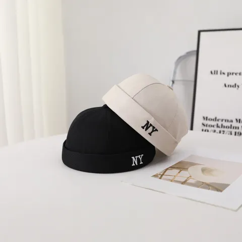 Gorro Docker de Algodón Color Sólido Dobladillo Watch Cap Casual Retro Beanie Sin Ala Sailor Hat Para Hombres y Mujeres
