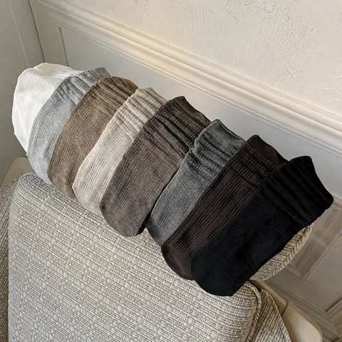 Γυναικείες Χειμερινές Βαμβακερές Ribbed Slouch Κάλτσες Μονόχρωμες Mid Calf Casual Καθημερινές Πλεκτές