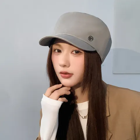 Washed Vintage Cotton Newsboy Cap For Women Flat Top Hat Casual Sun Protection Breathable Visor Hat Fashion Streetwear Cap
