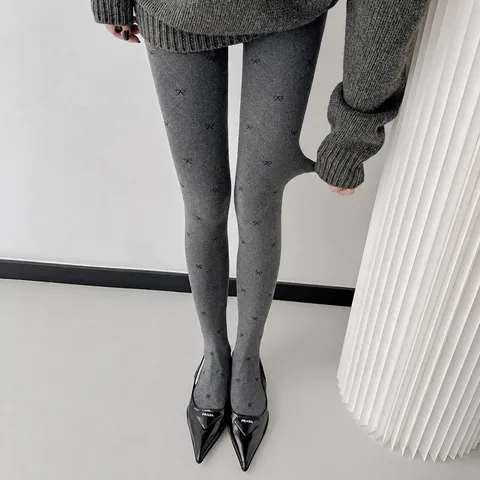 Collant Termico Invernale da Donna Ispessito Pois Fiocco Jacquard Tights Alta Elasticità Cavallo Senza Cuciture