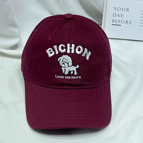 Estilo Coreano Lindo Perro Bordado Letra Algodón Gorra de Béisbol Protección Solar Ajustable Casual Deportes Snapback Sombrero Para Mujeres