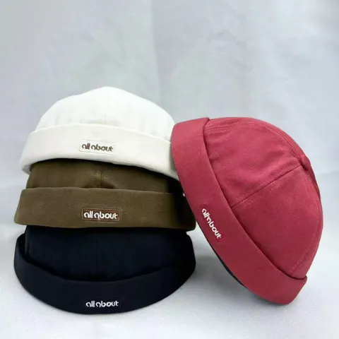 Gorro Dockerman Sin Ala de Algodón para Hombre Gorro de Marinero Vintage Streetwear Roll Watch Cap Sombreros de Verano Casuales para Hombres Mujeres