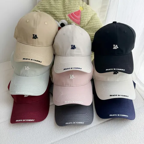 Gorra de Béisbol de Algodón Casual para Mujer Bordado de Letras Ala Curva Ajustable Sombrero de Deporte Protección Solar Moda Streetwear