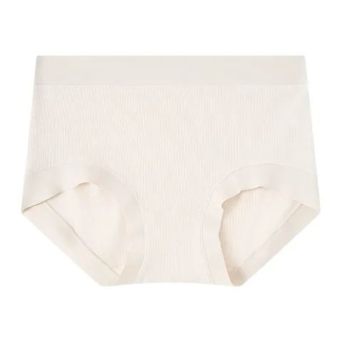 Women's Seamless Modal Ribbed Panties Mid Waist Solid Color Breathable Comfortable Underwear Ladies Briefs