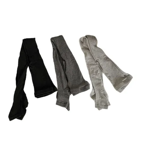 Women's Wide Ribbed Cotton Blend Stirrup Tights Solid Color High Stretch Casual Pantyhose Slim Fit Footed Leggings