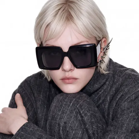 Retro Square Sunglasses Big Frame UV400 Protection PC Frame AC Lens Vintage Fashion Eyewear For Women And Men