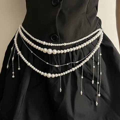 Mehrlagige Perlen Taillenkette Quaste Körperkette Sexy Bauch Kette Taillen Schmuck Für Frauen Sommer Strand Party Kleid Zubehör