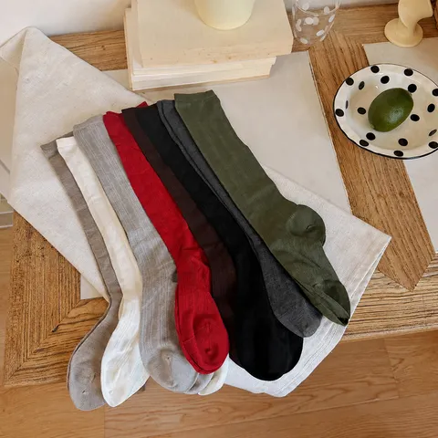 Women Fall Winter Wool Blend Slouch Socks Figure 8 Texture Solid Color Calf Length Comfortable Daily Casual Long Hosiery