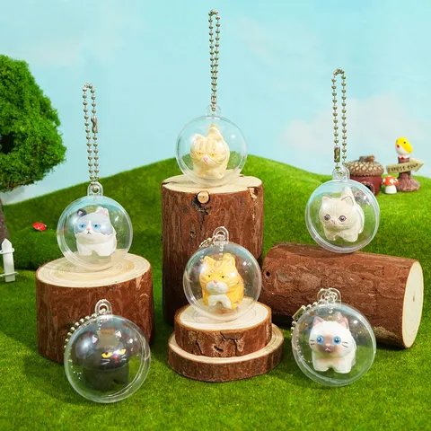 Süße Cartoon Katze Kapsel Spielzeug Schlüsselanhänger Harz Miniatur Katze Figur Stressabbau Ornament Für Auto Haus Schreibtisch Dekor Kinder Spielzeug Geschenk