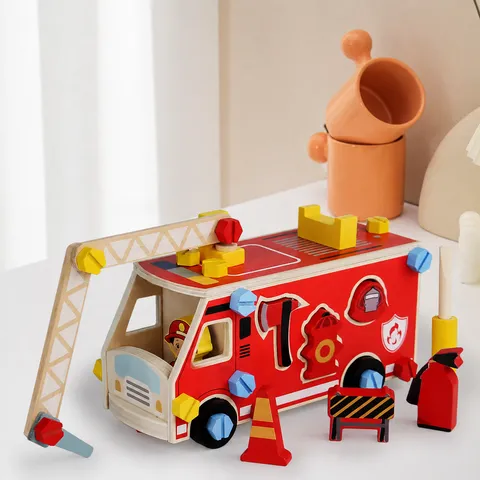 Kids Wooden Nut Assembly Disassembly Tool Car Toy Educational Building Blocks DIY Construction Vehicle Play Set
