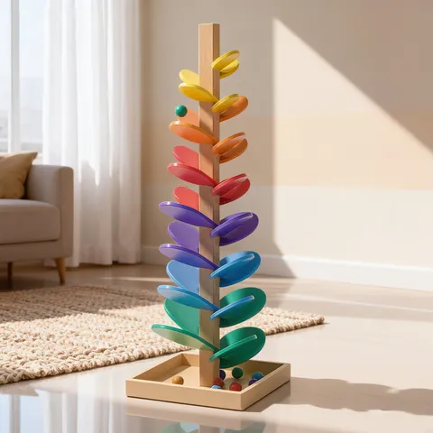 Montessori Arbre Musical en Bois Jeu de Bille Arc-en-ciel Jouet Éducatif pour Enfants
