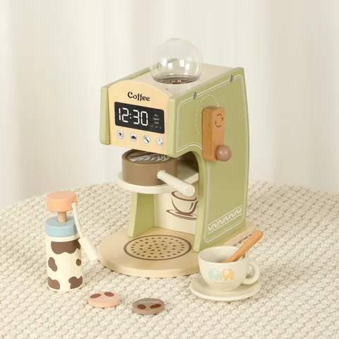 Giocattoli da Cucina per Giochi di Ruolo per Bambini in Legno Macchina da Caffè Educativa Interativa Macchina per Pane Mixer Set Regalo