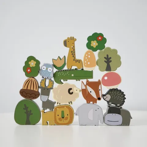 Blocchi di Bilanciamento di Animali in Legno per Bambini Giocattolo Educativo Montessori Coordinazione