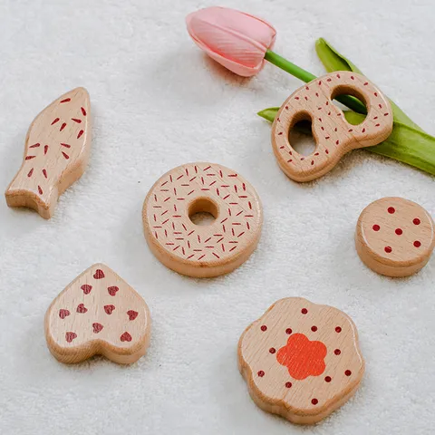 Jouet de Cuisine en Bois pour Jeu de Rôle en Bois de Hêtre Glace Bâtonnet Biscuit Jouets Éducatifs Interactifs pour Cadeau Enfants