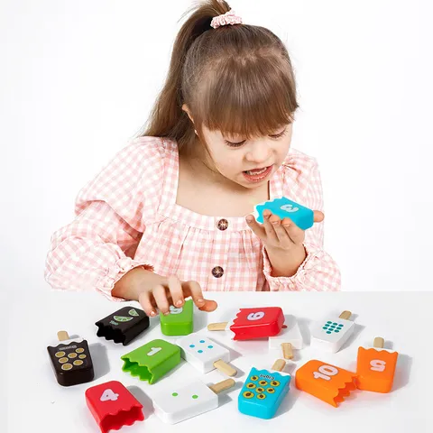 Ensemble de Jouets de Bâtonnet de Glace Numérique en Bois Enfants Jeu de Rôle Cuisine Nourriture Jouets Éducatifs Cadeau Pour Enfants